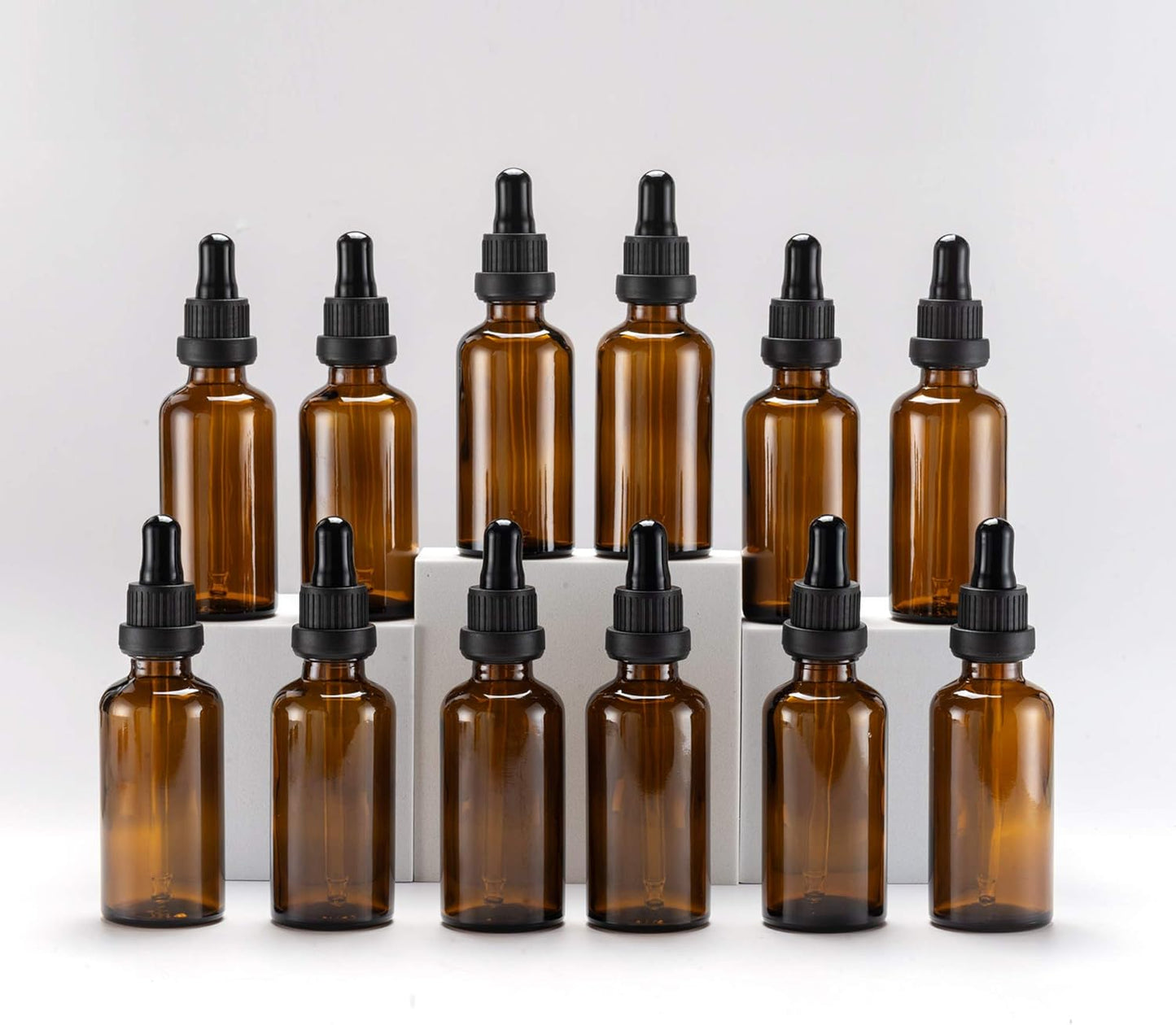 YIZHAO Amber Glass Dropper Bottle 2oz, Tincture Bottles with Glass Dropper, for Essential Oils, Aromatherapy, Cosmetic, Laboratory, Pharmacy, Liquids, Travel –12 Pcs