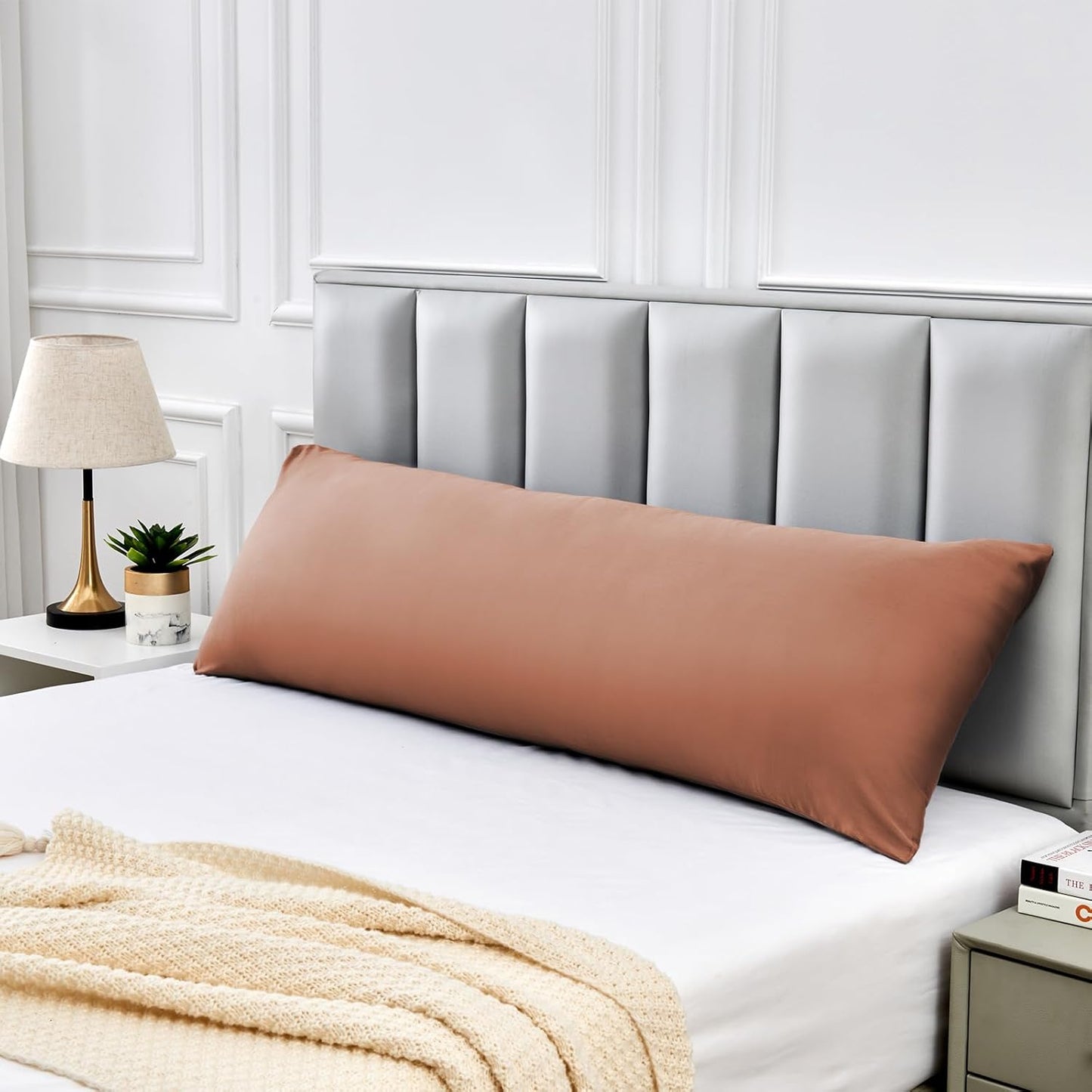 Warmstar Cotton Body Pillow Cover 1 Pack, 600 Thread Count Body Pillow case 20"x54", Long Body Pillow Case Cover Soft Breathable with Envelope Closure,Coffee Brown
