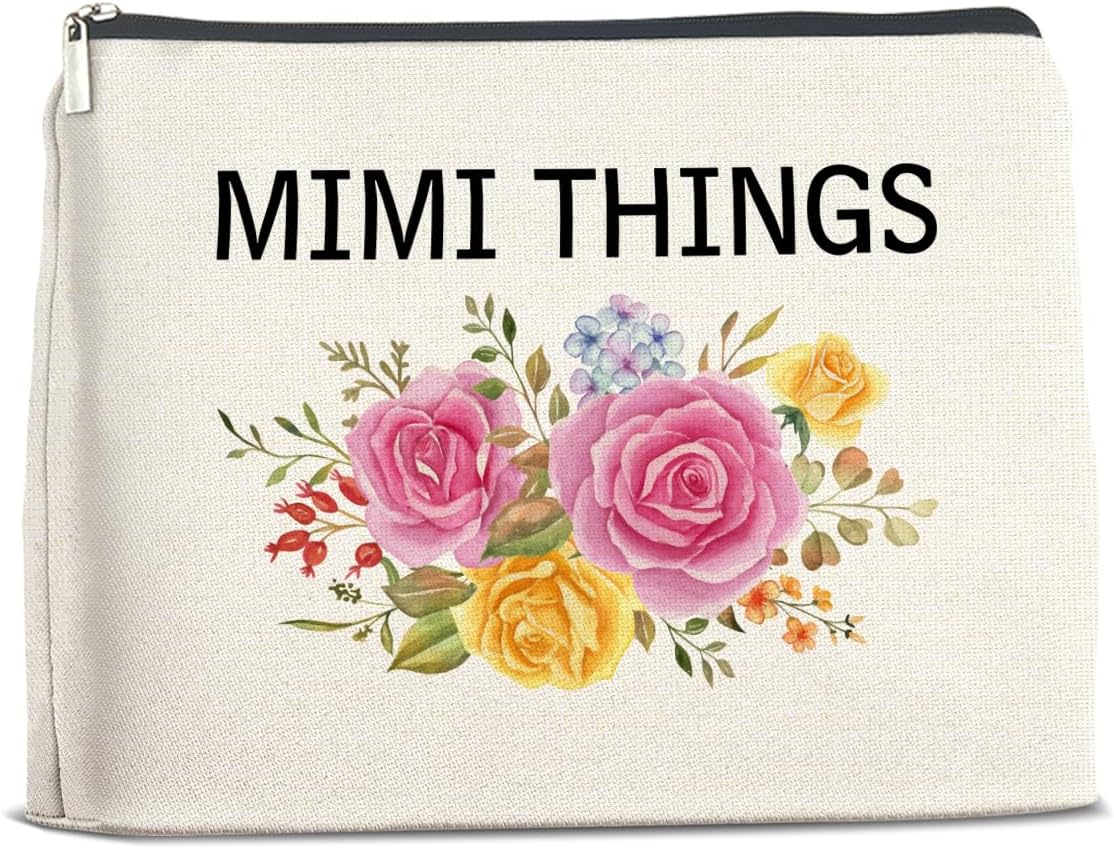 Mimi Makeup Bag Grandma Gifts from Grandkids Granddaughter, Gift for Grandmother Nana Grammy Mimi Things Cosmetic Bag Zipper Makeup Pouch