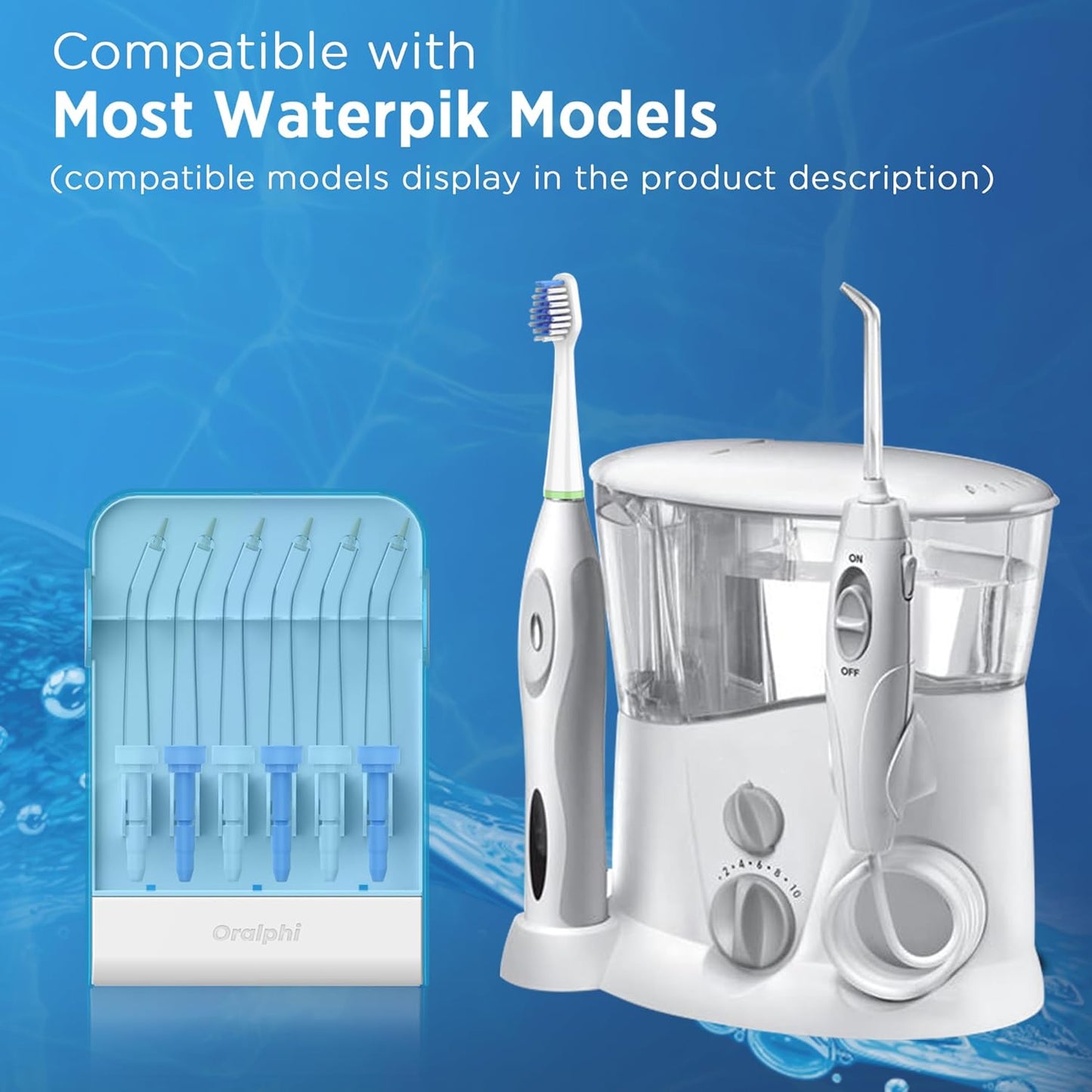 Replacement Tips for Waterpik Water Flosser (6 Periodontal Tips + Storage Case Combo)