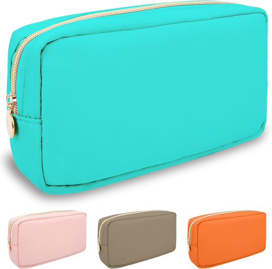 Nylon Small Makeup Bag for Purse, Cute Preppy Makeup Bag Cosmetic Zipper Pouch Purse, Waterproof Portable Travel Toiletry Bag Coin Pouch Clutch Makeup Brush Bag Organizer Storage for Women Girls(Mint)