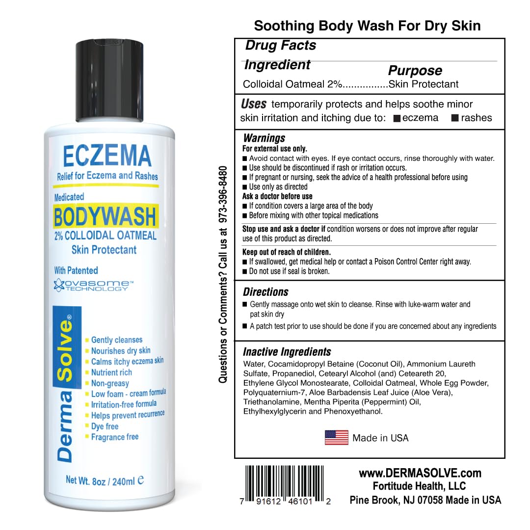 Dermasolve Eczema Relief Body Wash (2 Pack) | Protects, Moisturizes, and Repairs Skin - Kids, Babies & Adults - Steroid Free