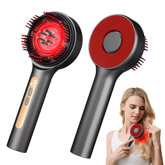 Electric Scalp Massager, 3-in-1 Hair Oil Applicator & IPX7 Waterproof Scalp Brush, Cordless, Portable Head Massager for Home & Travel, Red