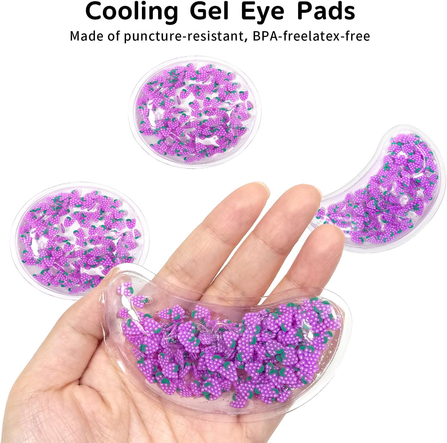 4PCS Gel Eye Ice Pack Set, Cold & Hot Compress, Reusable Cooling Gel Pads for Strain Relief, Relaxation, SPA and Sleep (4 Grapes)