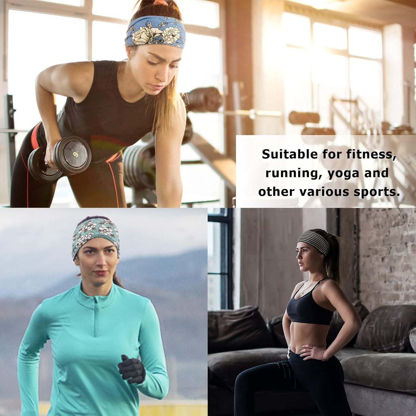 DRESHOW Yoga Sports Headbands for Women Girls Elastic Non-Slip Headband Running Workout Hair Bands Accessories