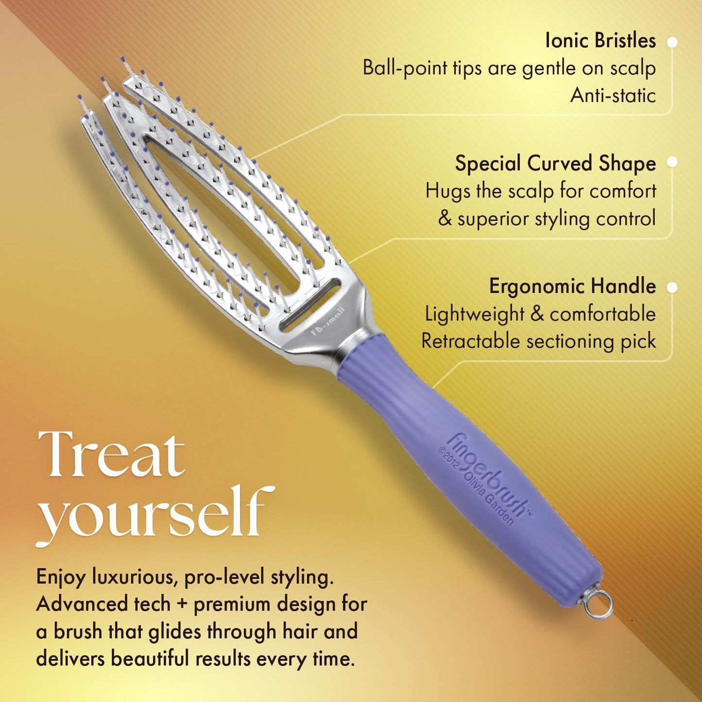 Olivia Garden Finger Brush Scalp-Hugging & Vented Paddle Hair Brush FB-SM (Small)