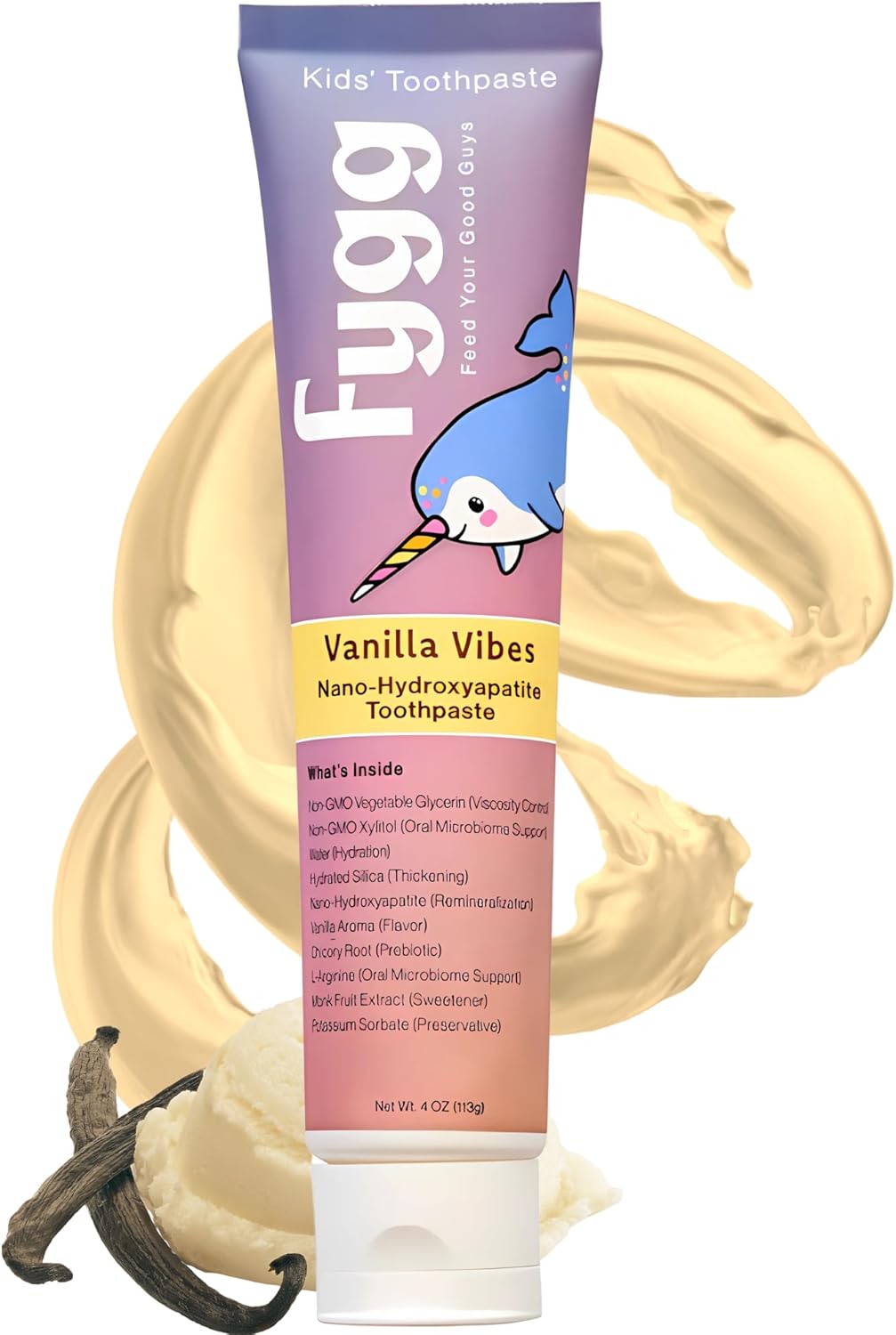 Nano Hydroxyapatite Toothpaste (Vanillia Vibes) | Vanilla Kids Tooth Paste with Prebiotics (4 Oz) | Natural & Fluoride-Free | Proprietary Enamel Remineralizing & Repair | Dentist Formulated