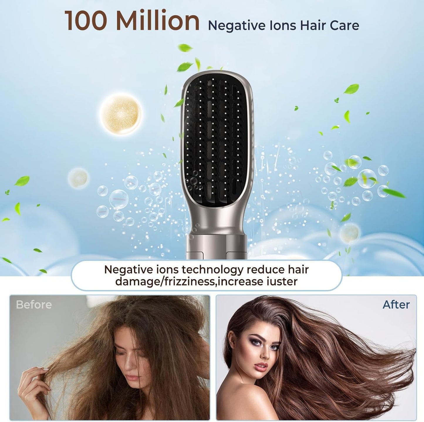 Hair Dryer Brush,Blow Dryer Brush with Attachments,110000 RPM Curly Twist 6 in 1 Air Style, Professional Ionic Hair Styling Tool, Left & Right Air Curler, Volumizer