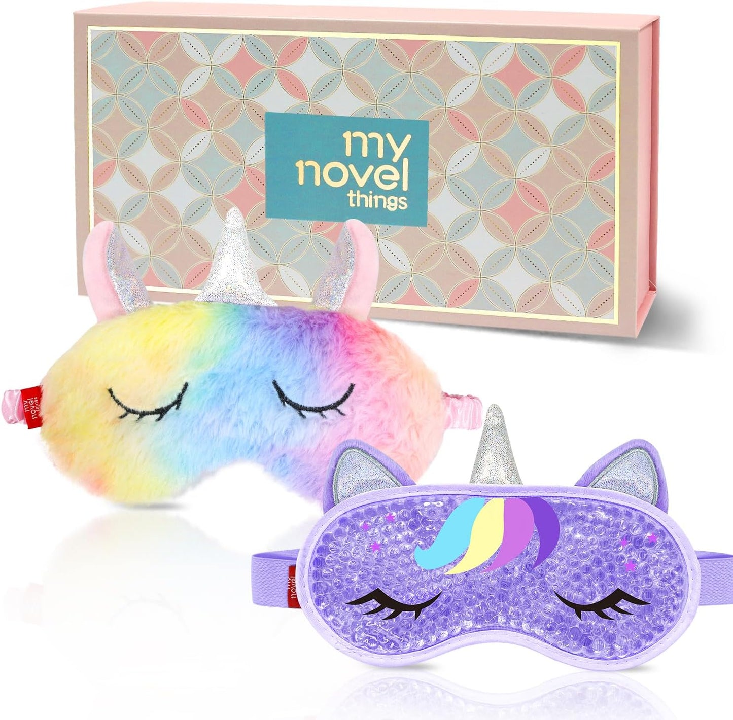Cooling Eye Mask and Sleep Mask Cover Rainbow Girls Birthday Cute Gifts Teens Women, Cold Warm Compress for Dry Eyes Spa at Home Travel Plush Blindfold Sleeping