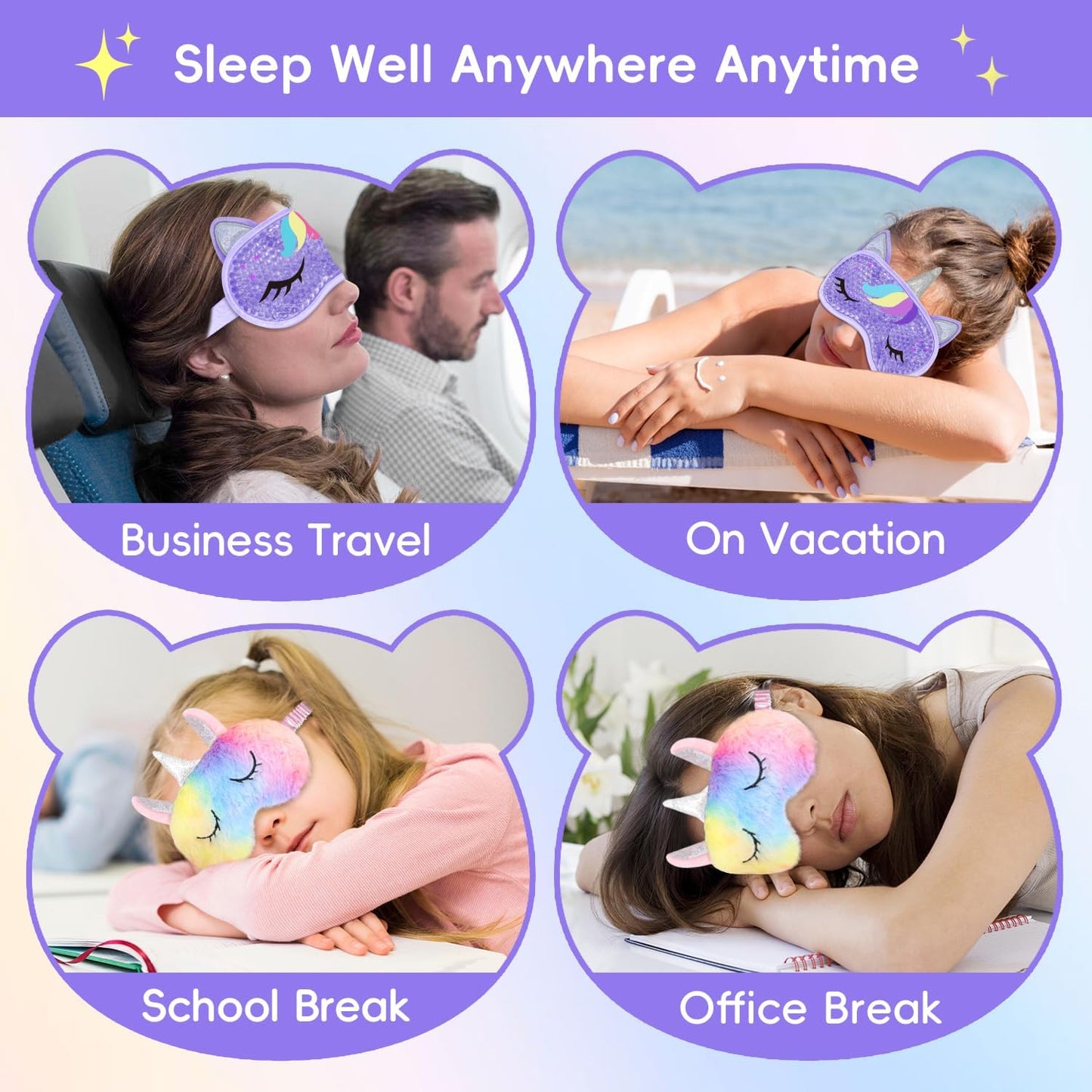 Cooling Eye Mask and Sleep Mask Cover Rainbow Girls Birthday Cute Gifts Teens Women, Cold Warm Compress for Dry Eyes Spa at Home Travel Plush Blindfold Sleeping