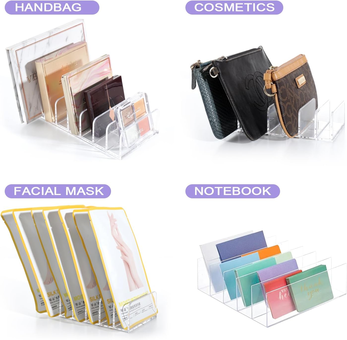 Makeup Organizer, Makeup Palette Organizer for Bathroom Countertop, Vanity, Cabinets, Cosmetics Storage Solution for Eyeshadow Palette, Contour Kit, Blush - 7 Sections Eyeshadow Palettes Holder