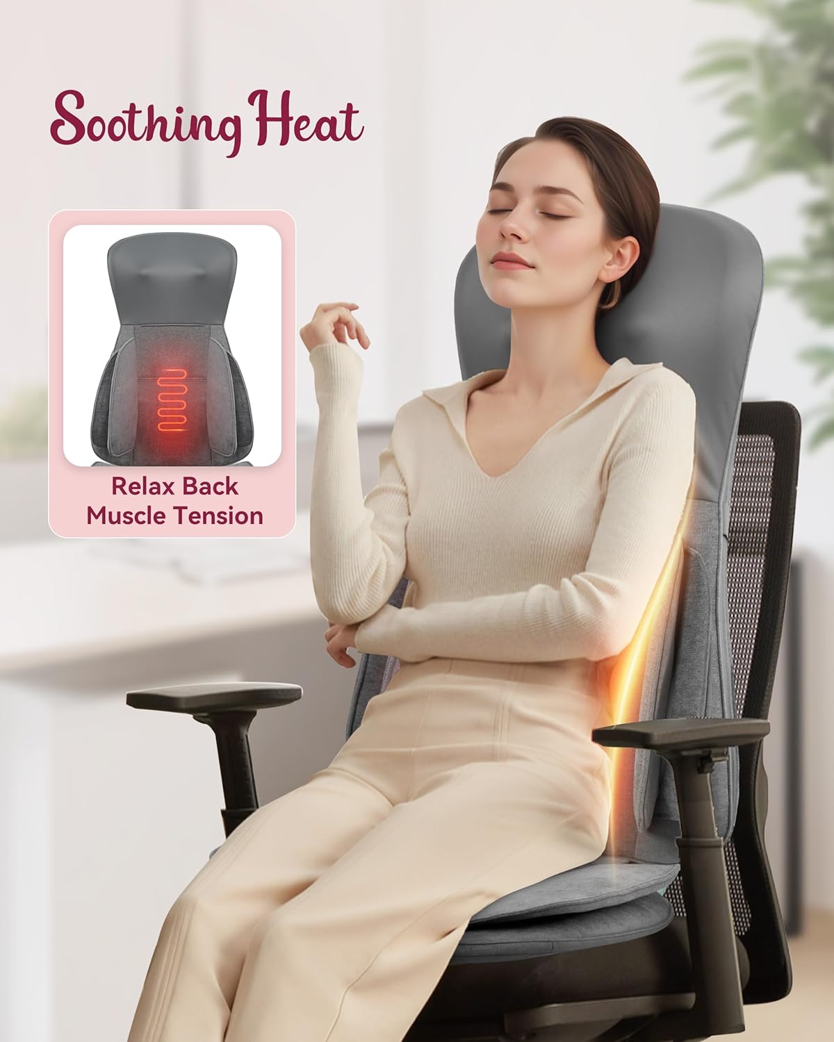 Shiatsu Neck Back Massager with Heat, Massage Chair Full Body with Compression, Chair Massage Pad with Vibration, Seat Massager for Home, Office Use