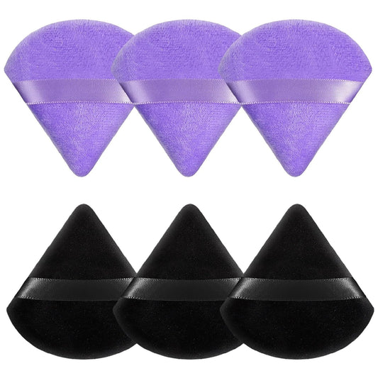 Pimoys 6 Pieces Powder Puff Face Soft Triangle for Loose and Body Powder, Velour Makeup Blender Sponge Set Setting Powder Puff Beauty Makeup Tools