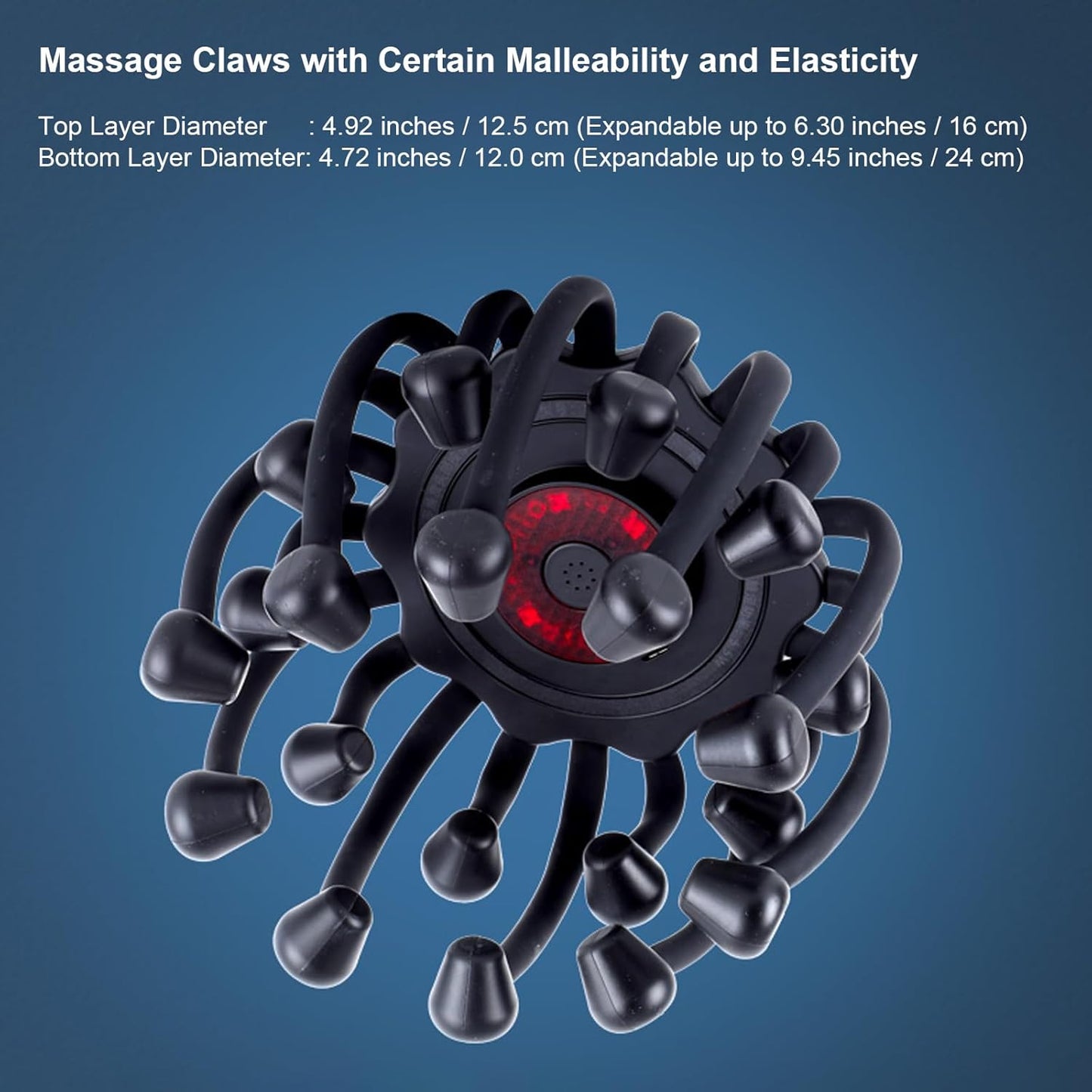 Electric Scalp Massager - Octopus Head Massager Stress Relax, 20 Claw Multi-Configuration Array Vibrating Nodes, 5 Modes, Bluetooth Music, Hair Scalp Relaxation, Fatigue Relief