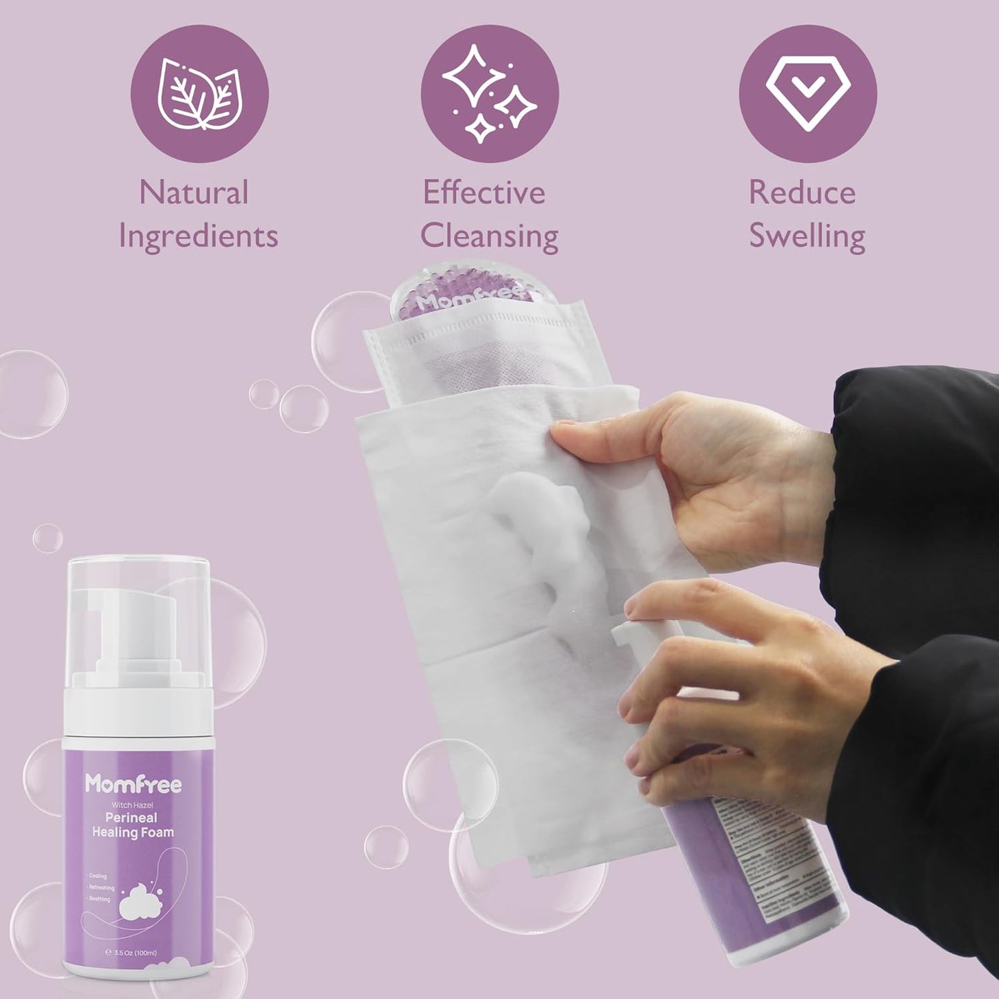 Postpartum Essentials Recovery Kit: Labor Delivery Post Partum 7 Pack Recovery Mom Care Set - Upside Down Peri Bottle | XL Disposable Underwear | Soothing Pads | Perineal Healing Foam | Canvas Bag