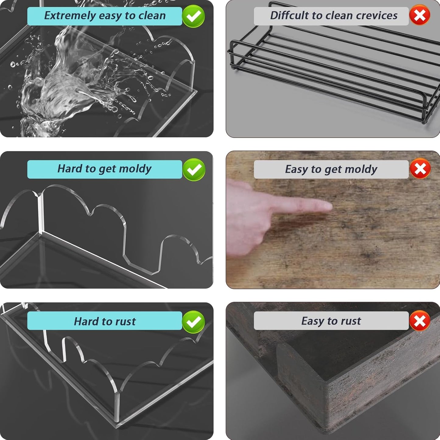 Napkin Holder fo Table, Acrylic Napkin Paper Towel Holder for Kitchen, Clear Acrylic Guest Towel Holder Tray for Bathroom, Cocktail Napkin Holder for Dinner (Scalloped Clear 7'' Square)