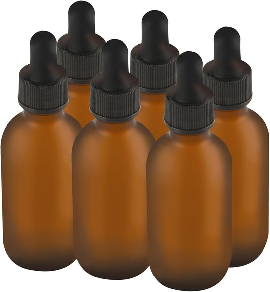 6 Pcs, 2oz Amber Glass Eye Dropper Bottle, Tincture Bottles With Dropper, Pretty Finish, Leak-Proof Design, Stronger Suction for All Kinds of Mixed Liquids