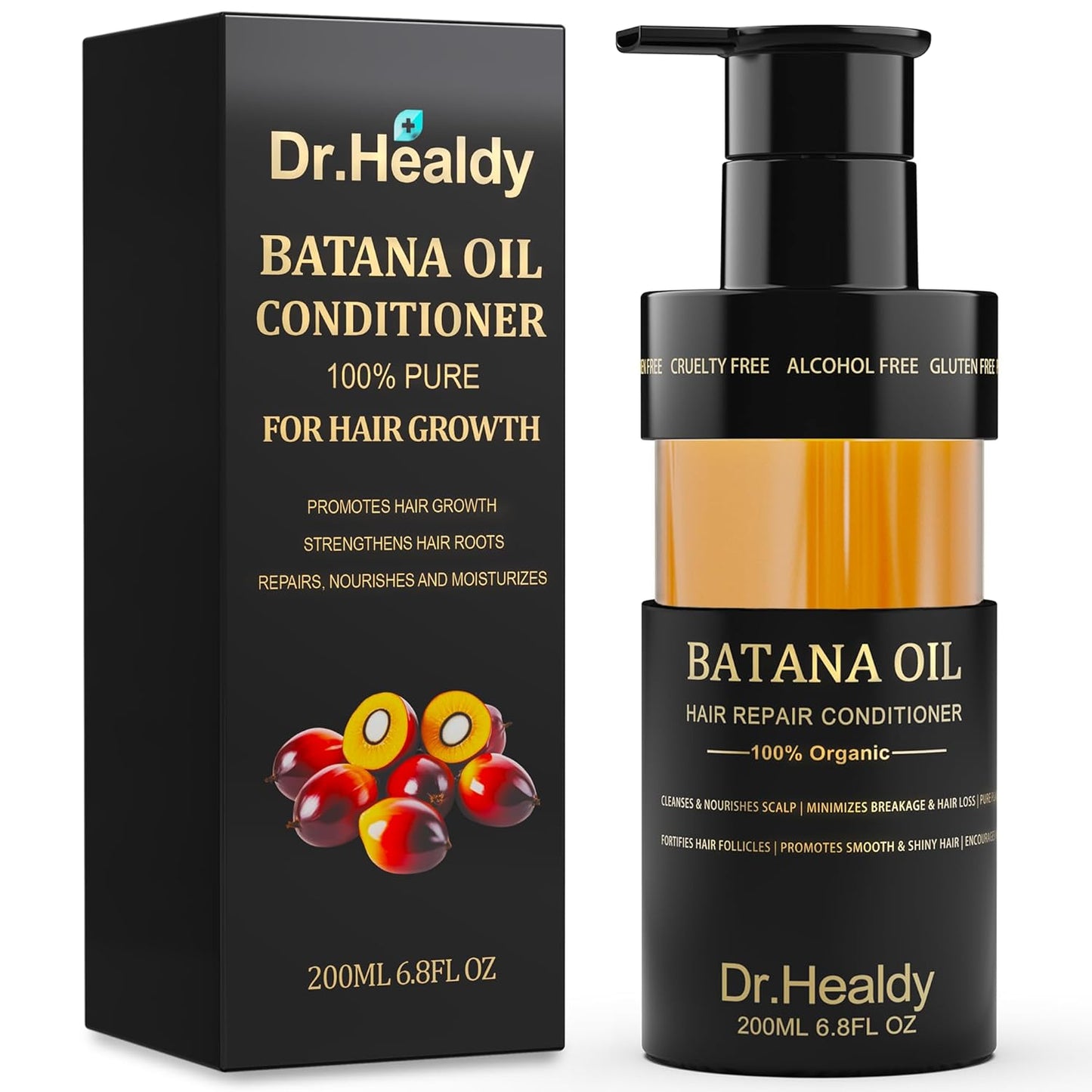 Dr.Healdy Batana Oil Conditioner for Hair Growth - Repairs Damage, Nourishes Scalp & Strengthens Hair Roots - Sulfate Free Formula for All Hair Types (6.8 Fl Oz)