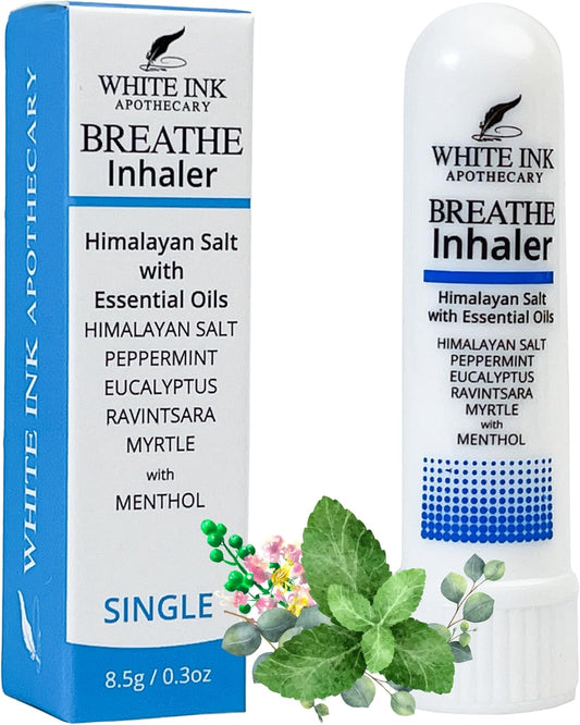 White Ink Breathe | Natural Essential Oil Inhaler Eucalyptus Peppermint | Congestion | Allergy | Focus | Aromatherapy Sinus Relief (1)