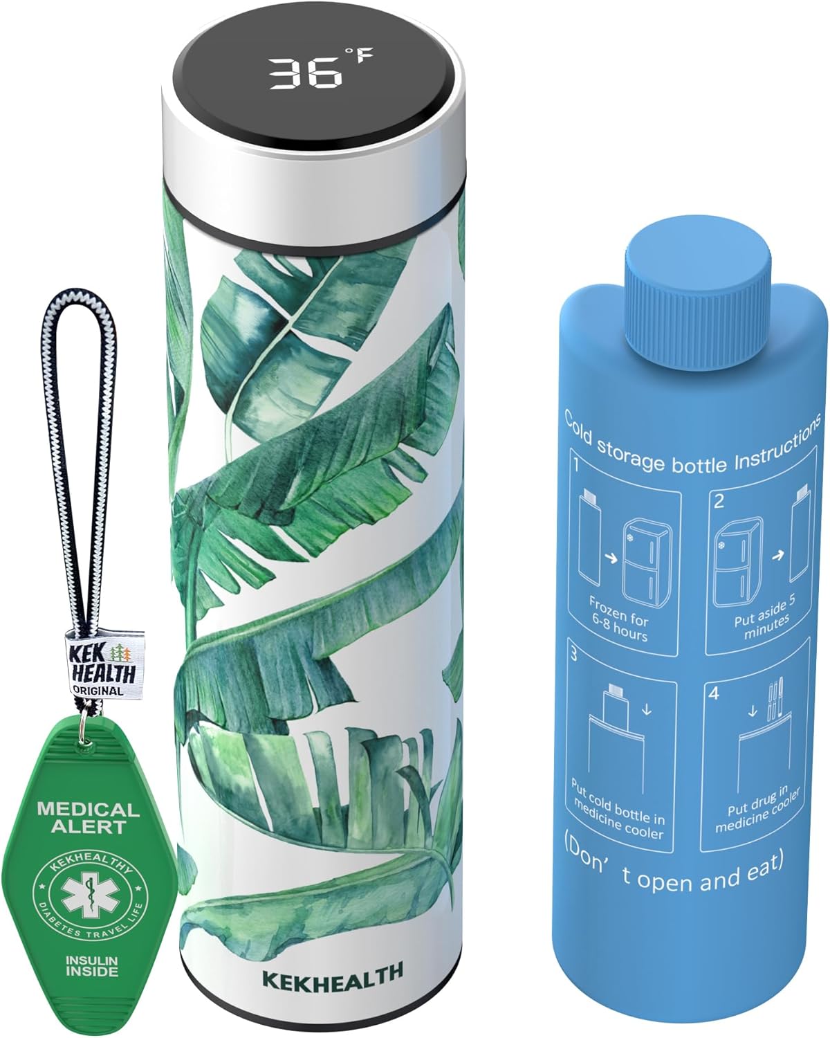 Compact 60H Insulin Cooler Travel Case Temp Display Medication Cooler for Travel TSA Approved Ice Packs Insulated Medicine Bag EpiPen Case Diabetic Cooler with QR Medical Alert Tag（Chloe）