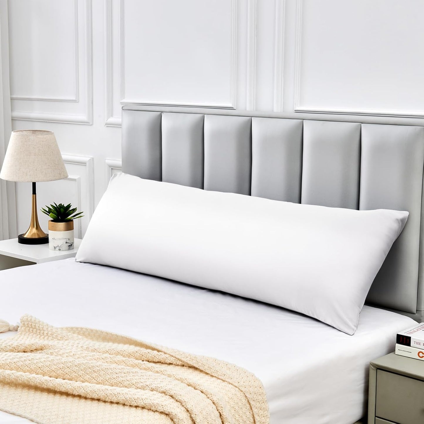 Warmstar Cotton Body Pillow Cover 1 Pack, 600 Thread Count Body Pillow case 20"x54", Long Body Pillow Case Cover Soft Breathable with Envelope Closure,White