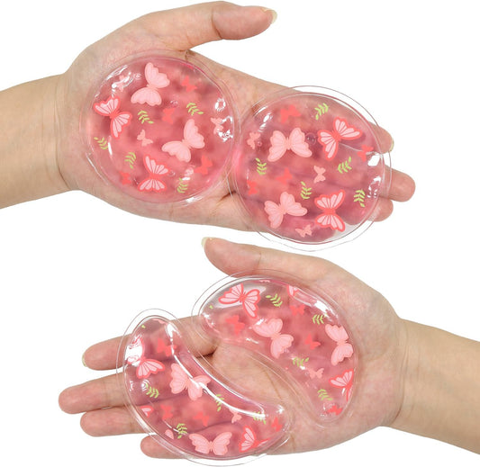 4PCS Gel Eye Ice Pack Set, Cold & Hot Compress, Reusable Cooling Gel Pads for Strain Relief, Relaxation, SPA and sleep(Butterflies)