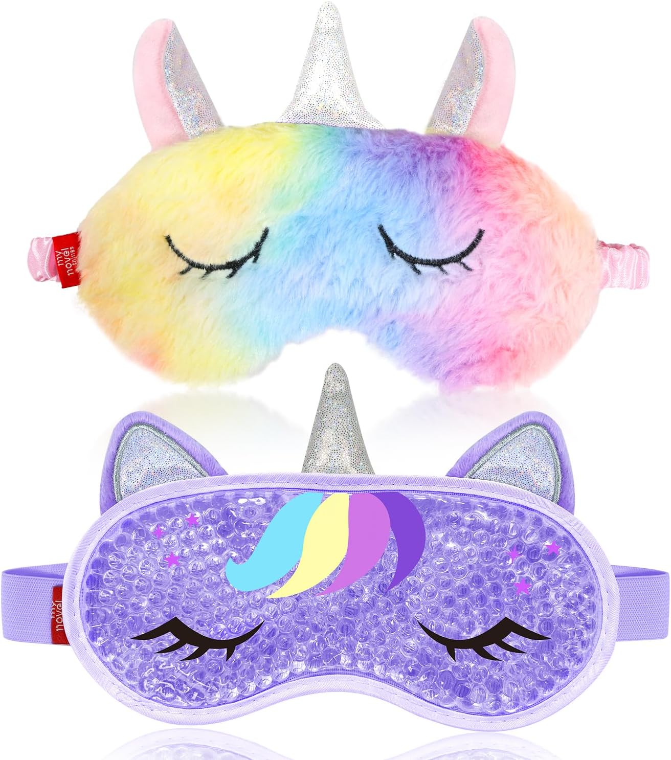 Cooling Eye Mask and Sleep Mask Cover Rainbow Girls Birthday Cute Gifts Teens Women, Cold Warm Compress for Dry Eyes Spa at Home Travel Plush Blindfold Sleeping