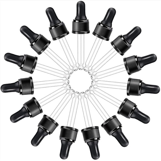 YGDZ Droppers for Essential Oils 15 Pack 15ml (1/2 Ounce) Glass Eye Dropper Tops - Fit for DoTerra Young Living 15ml Essential Oil Bottles
