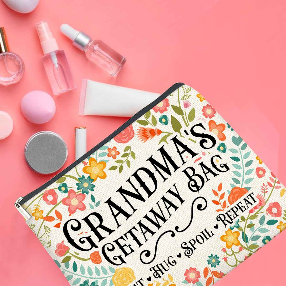 Grandma's Getaway Cosmetic Bag Grandma Gifts from Grandkids, Gift for Grandmother Grammy Nana Makeup Bag Zipper Makeup Pouch