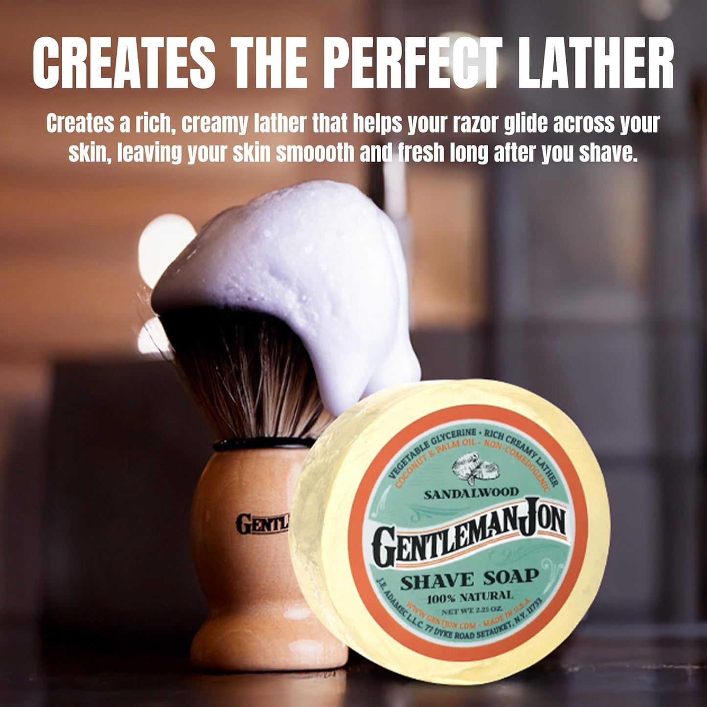 Sandalwood Shaving Soap for Men - Creates the Perfect Lather - Ideal for Smooth Shaves - Moisturizes and Protects - Elevate Your Grooming with this Classic Shave Essential (2.25 oz)