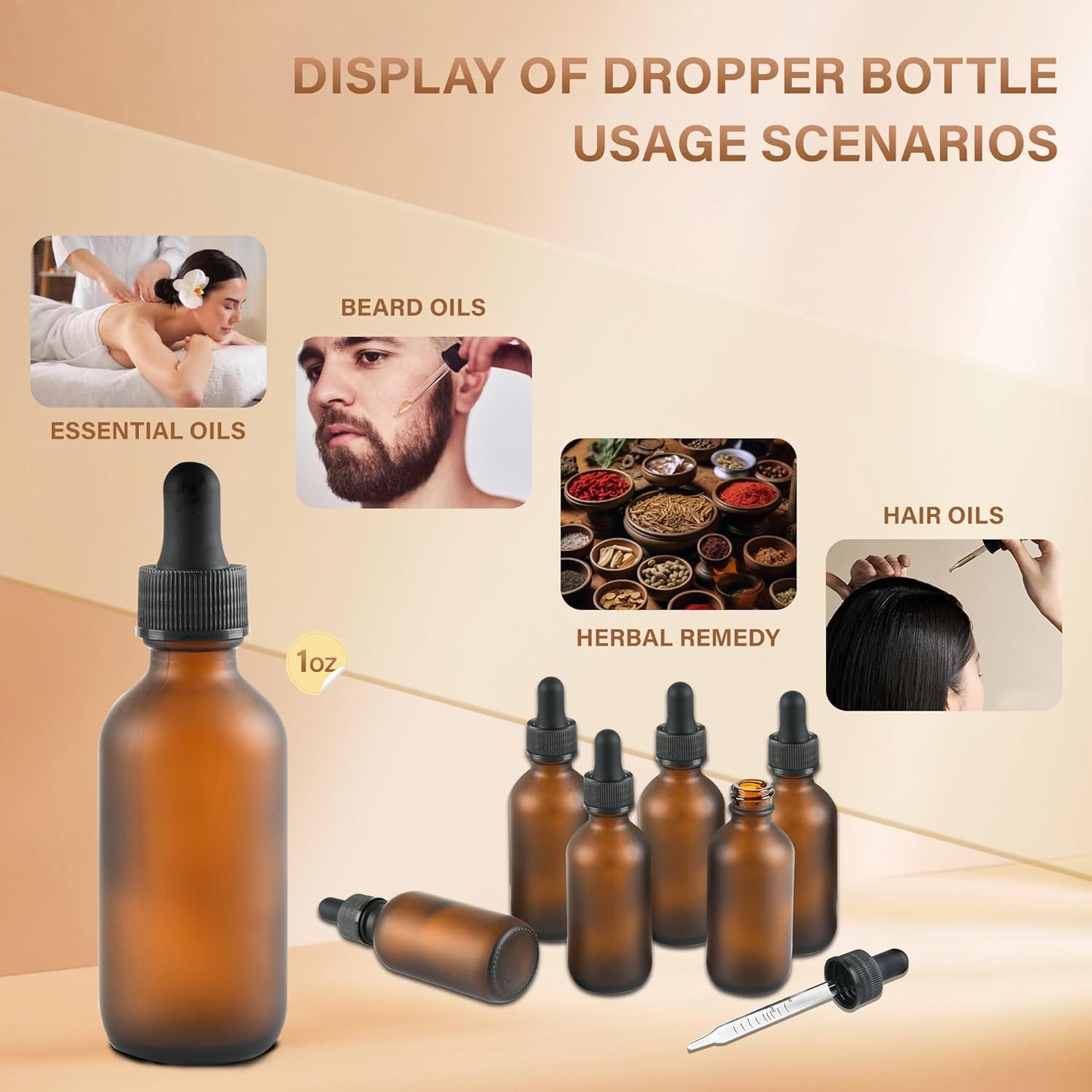 6 Pcs, 2oz Amber Glass Eye Dropper Bottle, Tincture Bottles With Dropper, Pretty Finish, Leak-Proof Design, Stronger Suction for All Kinds of Mixed Liquids