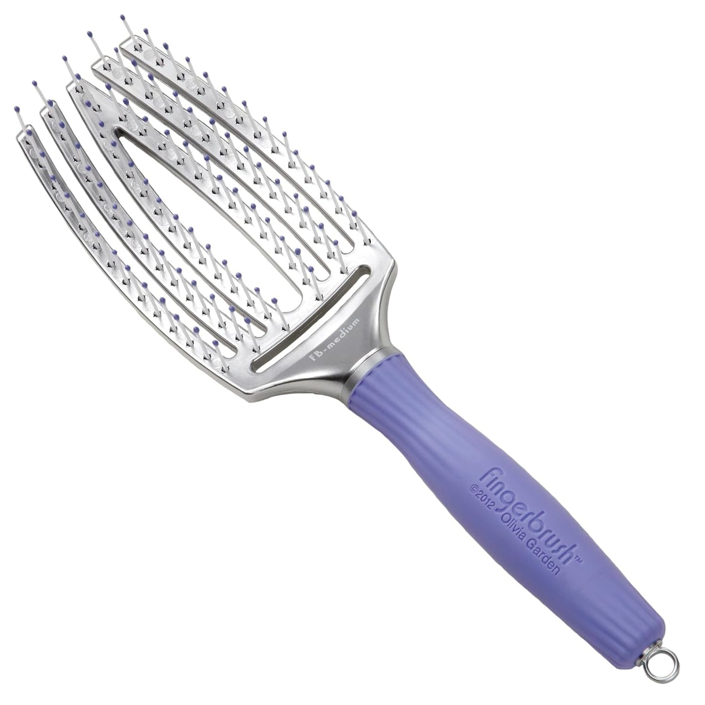 Olivia Garden Fingerbrush - Ionised Nylon Bristles - Medium Size - Purple Silver