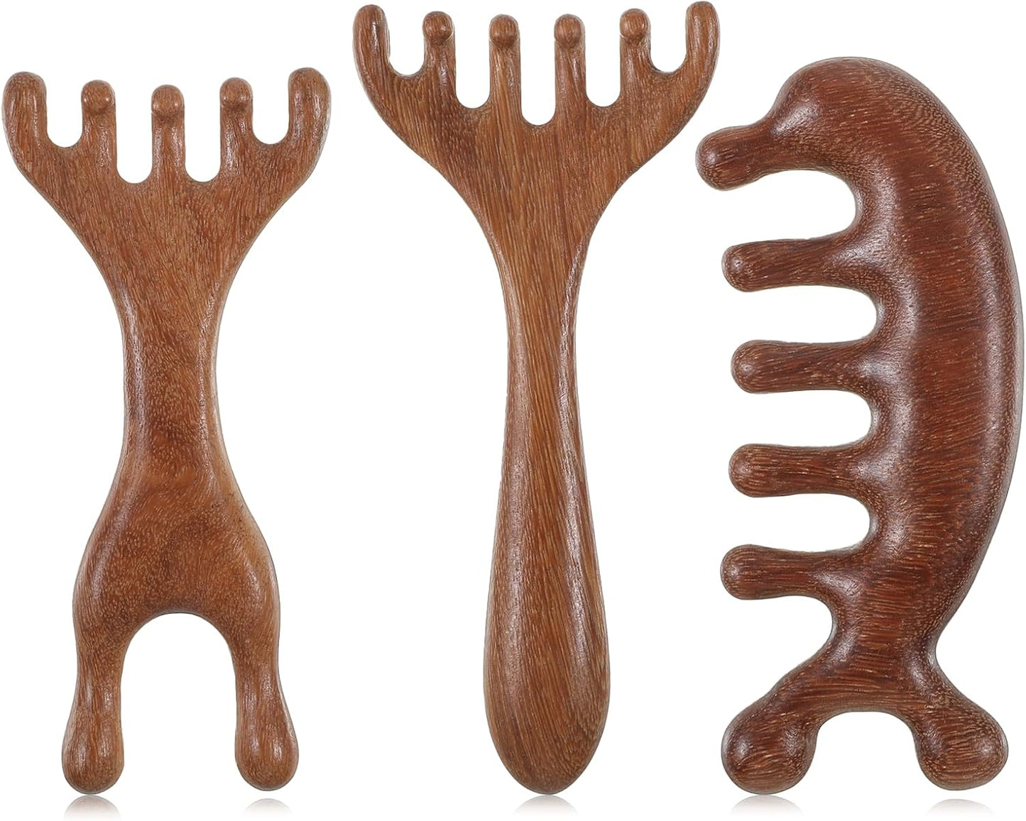 3 Pcs Wooden Head Scalp Massager Comb, Sandalwood Head Massage Tool for Relaxation, Guasha Scraping Scalp Massager for Women Men