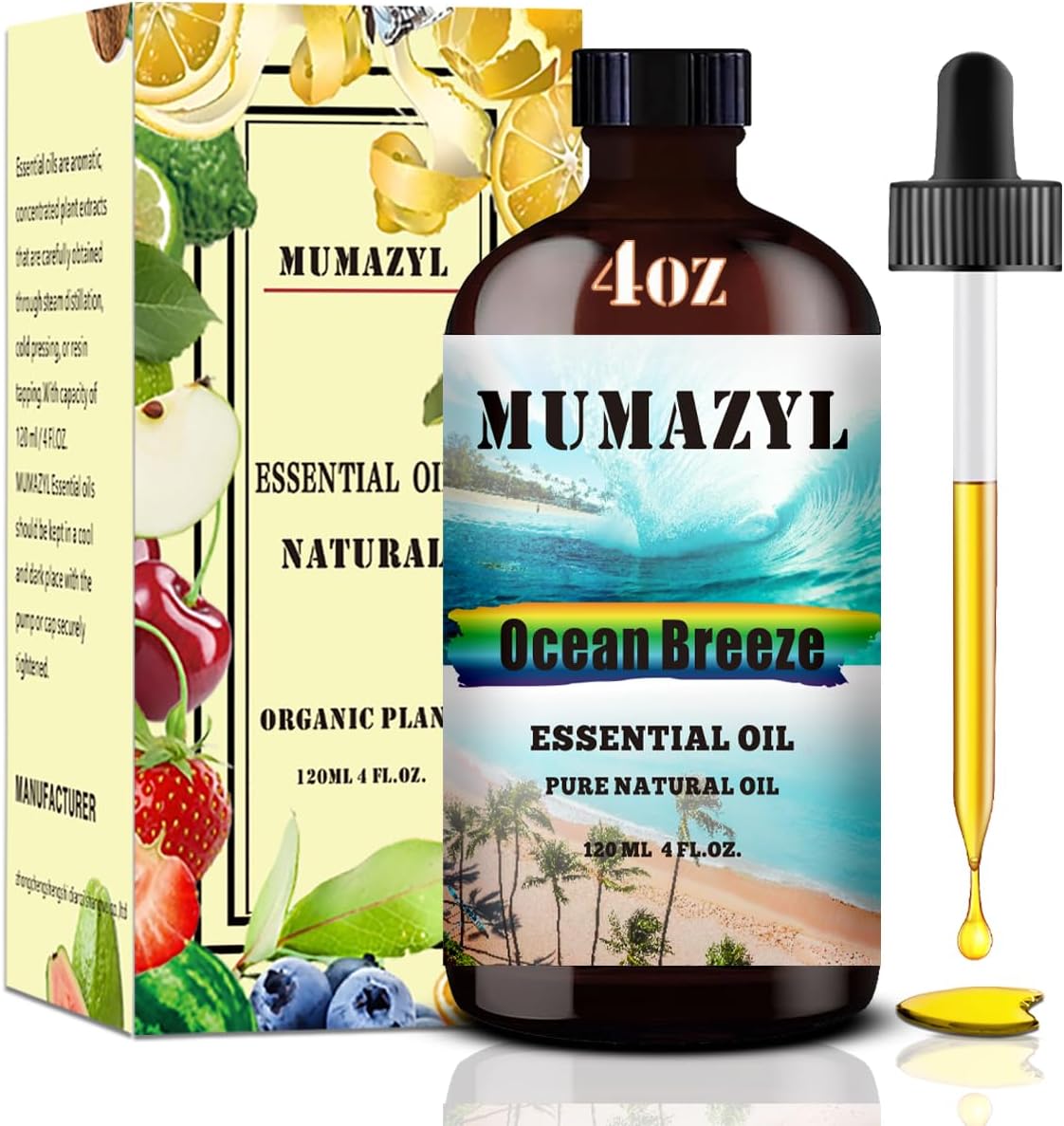 Ocean Breeze Essential Oil, Ocean Breeze Oil 4 Fl Oz 120ML for Diffuser Humidifier Yoga Cleaning DIY Candle Soap Making Fragrance Oils