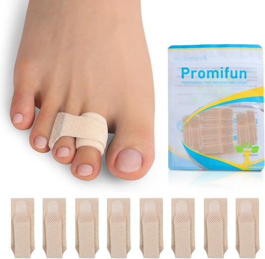 8 Pack Hammer Toe Corrector Toe Splint For Broken Toes,Brace Orthopedic Separator, Cushioned Bandages, Heal Wrap Toe Straighteners for Crooked Toes（brown）