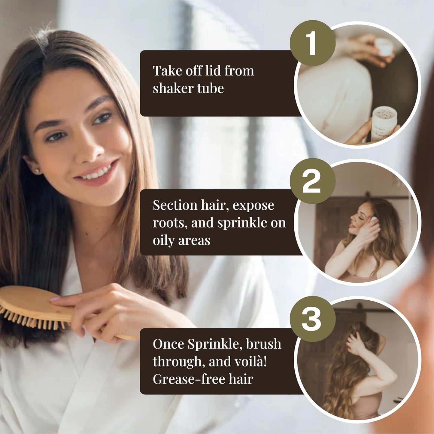 Dry Shampoo Powder | Natural Refreshing Non-Aerosol Organic Shampoo For Women & Men | Artificial Fragrance Free With Less Grease | Travel Size Eco-Friendly Paper Shaker Tube | Medium Dark Hair - 2oz