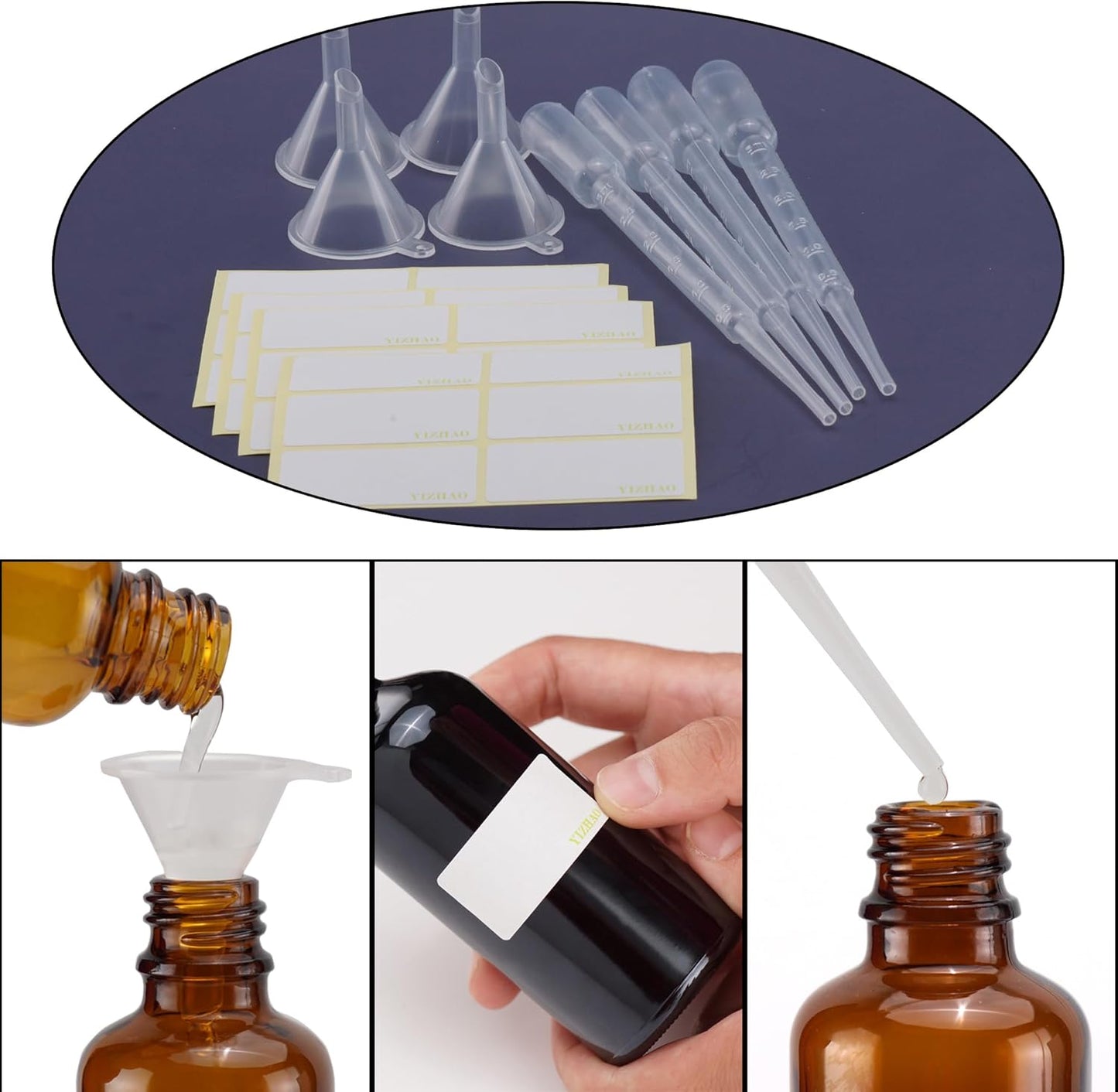 YIZHAO Black Glass Dropper Bottle 1oz, Tincture Bottles with Glass Dropper, for Essential Oils, Aromatherapy, Cosmetic, Laboratory, Pharmacy, Liquids, Travel –24 Pcs