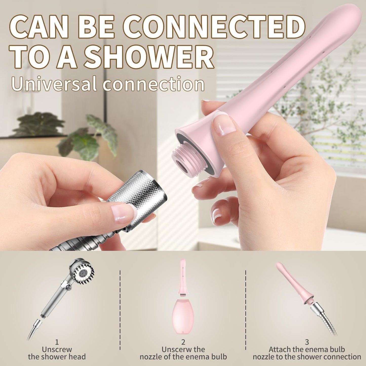 Enemas Anal Douches Anti Backflow-Enema Bulb and Anal Cleaner for Men & Women, Reusable Douche Bottle for Women – Shower-Compatible Butthole Cleaner for Men, Easy to Use & Travel Friendly,Pink