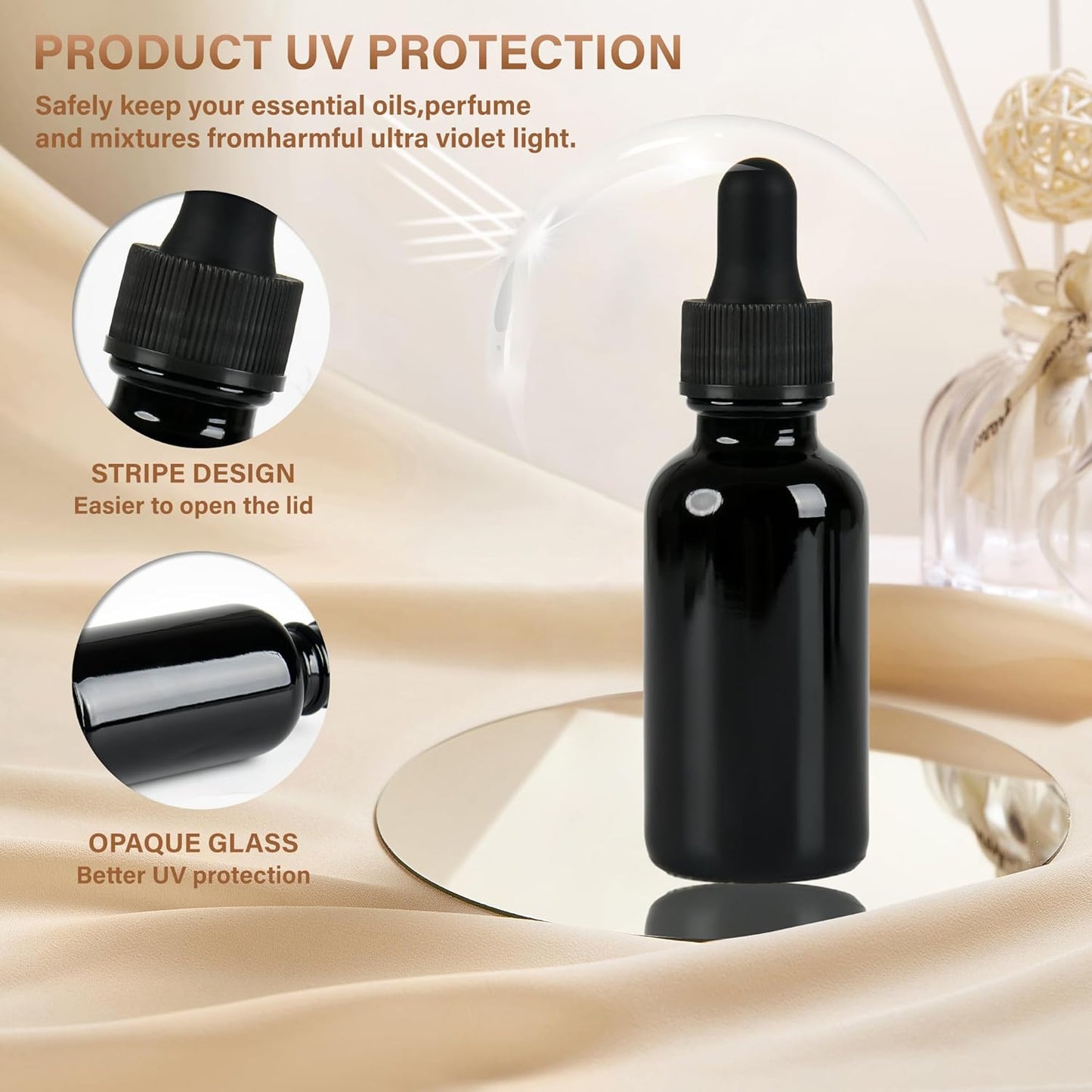 12 Pcs, 2oz Black Glass Eye Dropper Bottle, Tincture Bottles with Leak-Proof Design, Stronger Suction, for All Kinds of Mixed Liquids