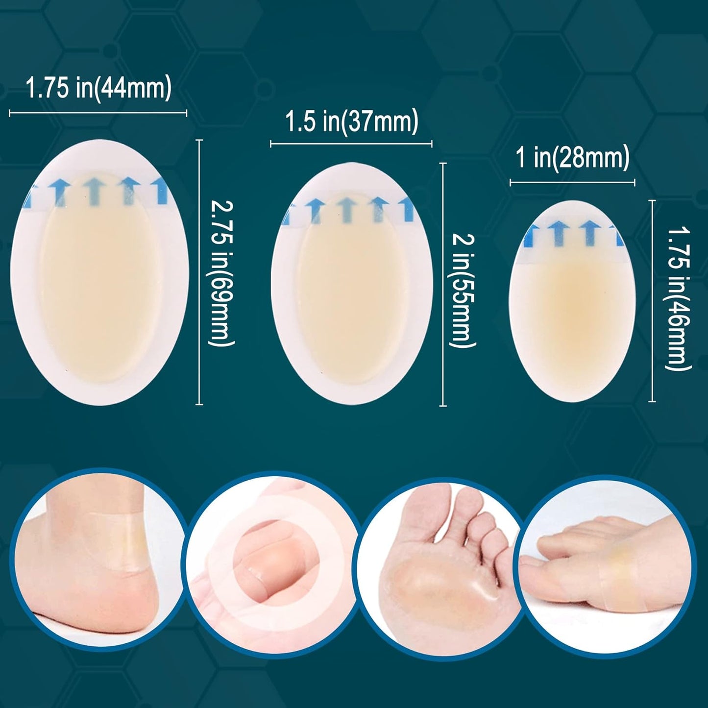 LotFancy Hydrocolloid Bandages, 12 Blister Pads and 12 Acne Patches, Heel Blister Prevention Protection & Healing, Waterproof Seal Gel Blister Cushions for Feet, Toe, Sterile