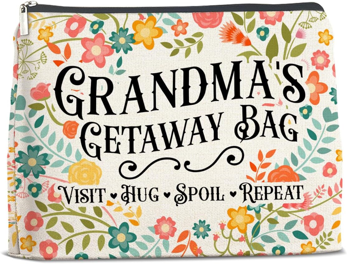 Grandma's Getaway Cosmetic Bag Grandma Gifts from Grandkids, Gift for Grandmother Grammy Nana Makeup Bag Zipper Makeup Pouch