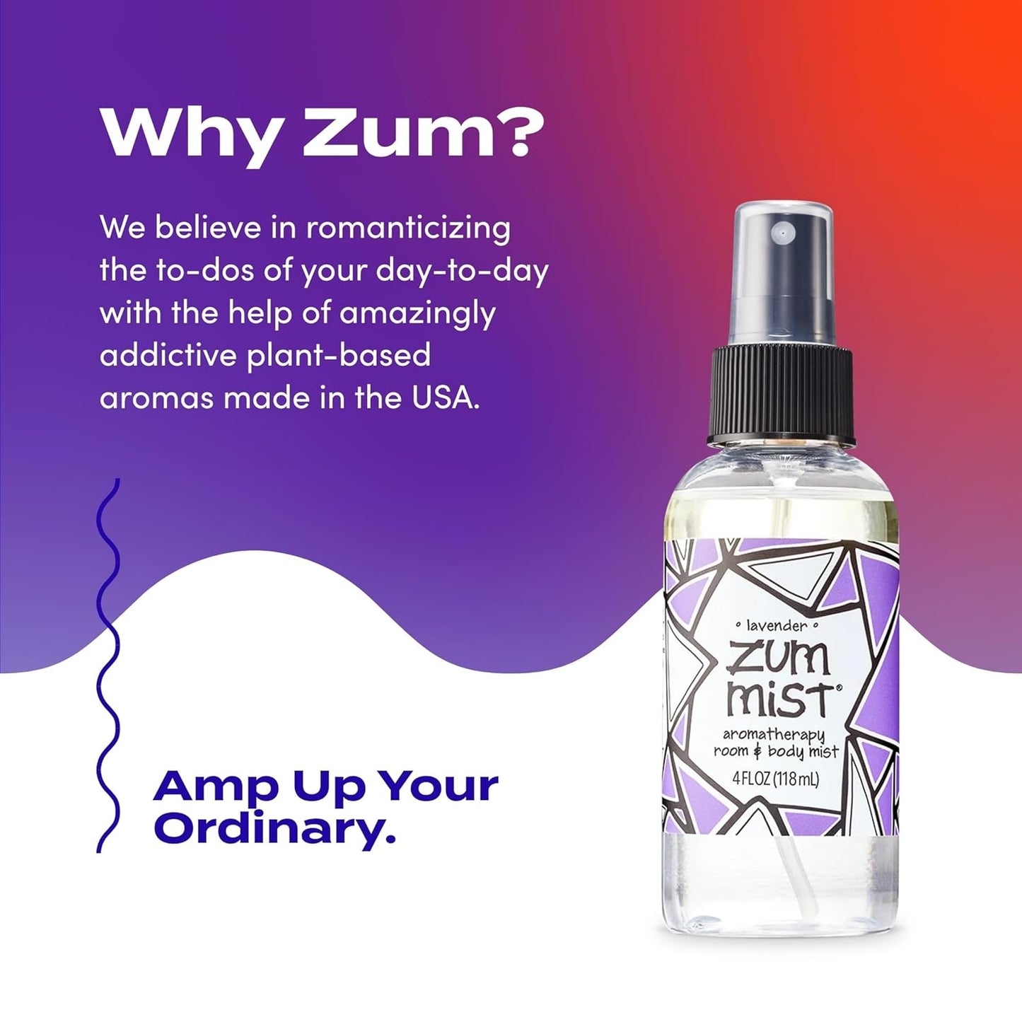 Zum Indigo Wild Mist Room & Body Spray - Aromatherapy Essential Oil Spray - Natural Body Mist & Room Spray - Lavender Scent - 4 fl oz