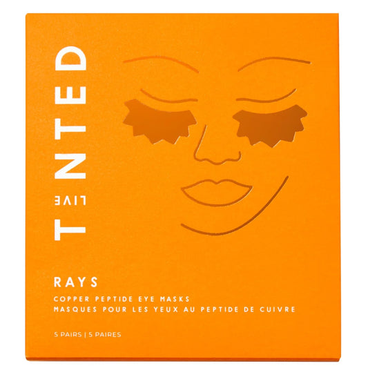 Live Tinted Rays Copper Peptide Eye Masks - Cooling, Brightening, and Nourishing Under Eye Patches, Reduces Fine Lines, Depuffs, & Hydrates with Copper Peptides, Banana Extract, and Bakuchiol - 1 Pair