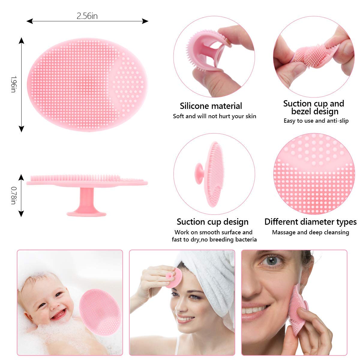 Yokilly Silicone Face Scrubber Exfoliator Brush, Manual Handheld Facial Cleansing Brush, Face Scrub Wash Brush with Soft Bristle, Face Cleansing Brush for Men and Women (4 Color)