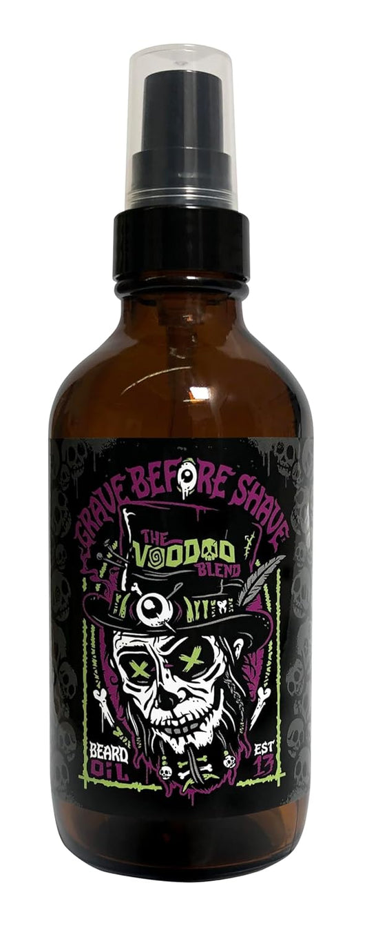 Grave Before Shave Voodoo Blend beard oil 4 oz bottle with pumptop dispenser