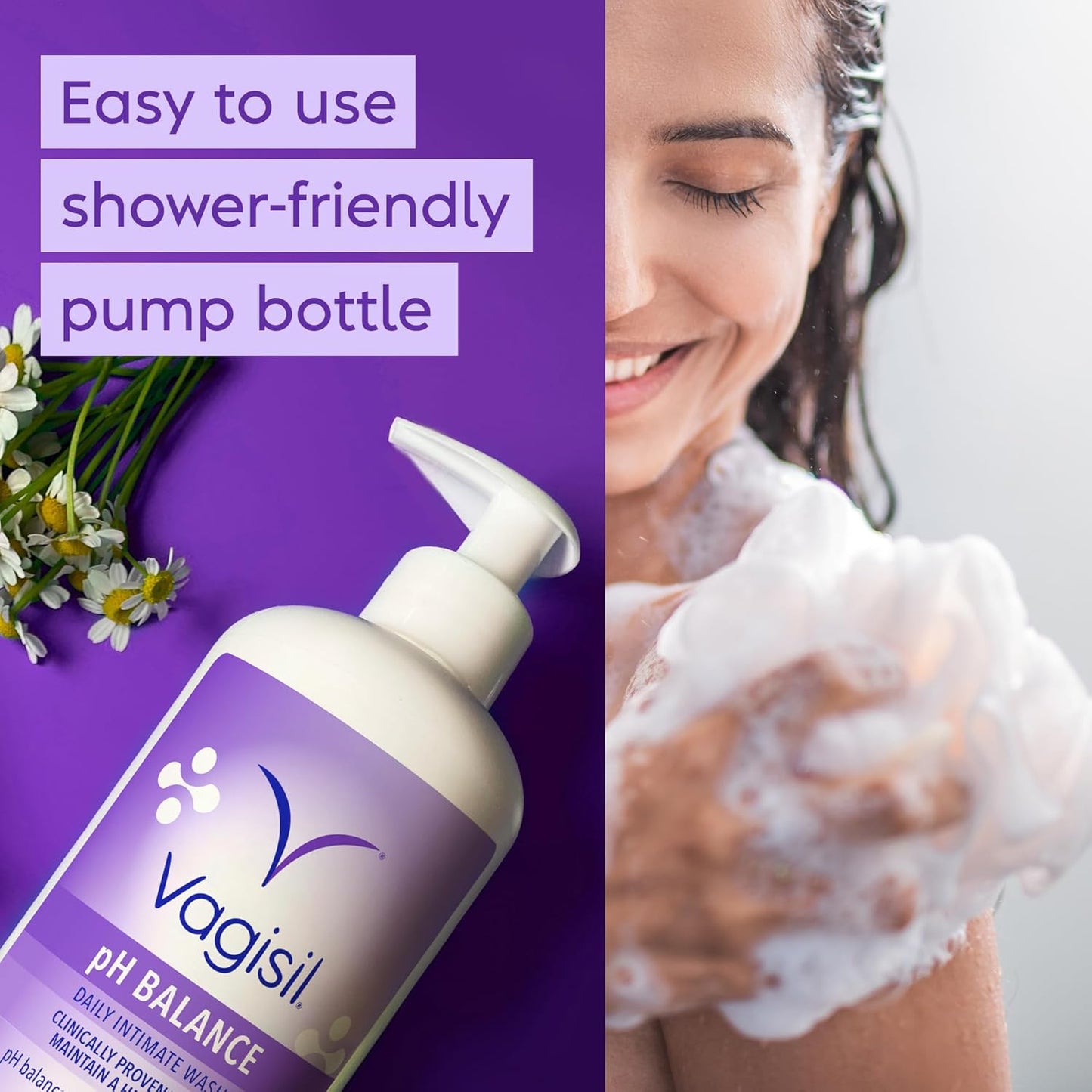 Vagisil Feminine Wash for Intimate Area Hygiene, pH Balance, Gynecologist Tested, Hypoallergenic, 16.9 oz with Pump