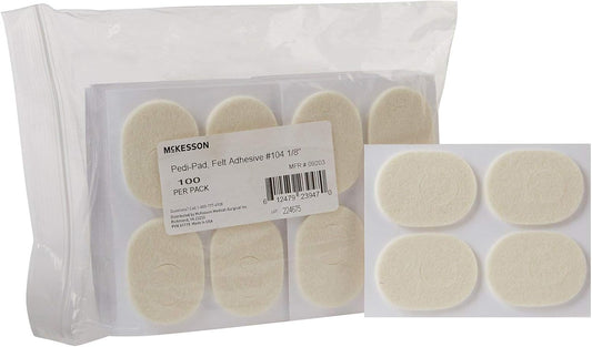 McKesson Pedi-Pad Felt Adhesive, Foot, Size 104, 1/8 in, 100 Count