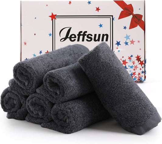 Face Towels 6 Pack, 13x13 inch Extra Large Grey Wash Cloths on Sensitive Skin, Super Soft and Gentle Bath Washcloths for Face and Body, Easy to Rinse Fast Dry Makeup Remover Eraser Face Cloths