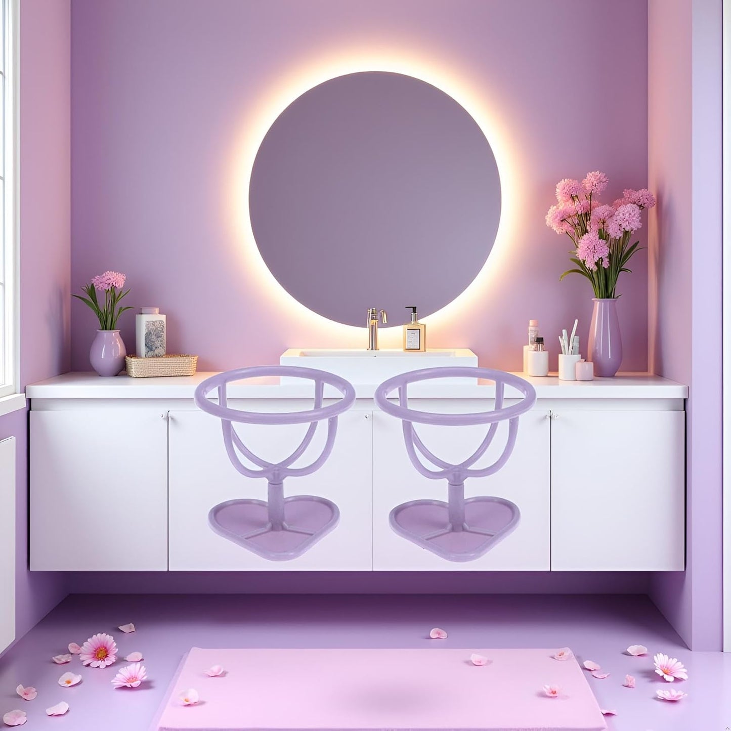 2Pcs (Purple+Blue) Makeup Sponge Puff Display Stand Beauty Egg Storage Rack, Sponge Drying Rack Stand Holder Egg Powder Puff Drying Shelf, Makeup Blenders and Sponges