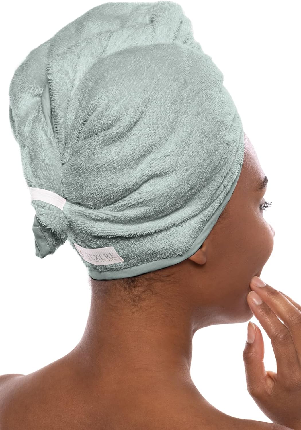 TexereSilk Women's Towel Wrap - Modal & Organic Cotton Blend (Lily Green, 2X/3X)